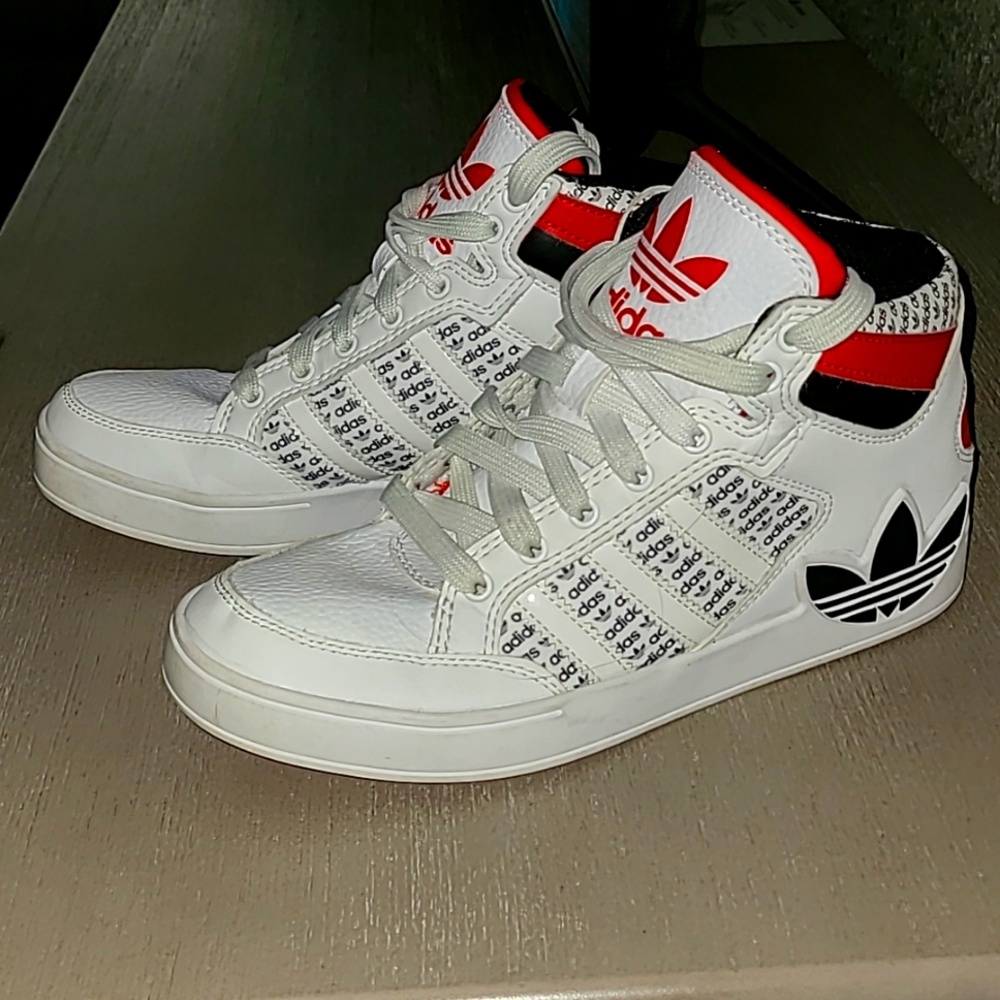 adidas Kids White and Black High-Top Sneakers